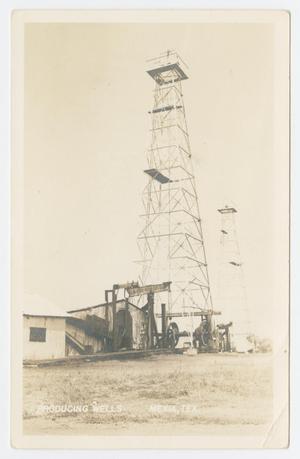 Primary view of object titled '[Postcard of Producing Wells in Mexia, Texas]'.