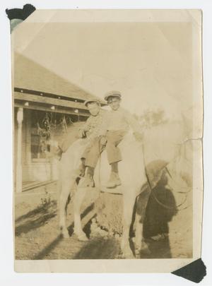 [Photograph of Drake Brothers on a Horse]