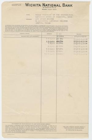 Primary view of object titled '[Concordia Lutheran College Bank Statement]'.
