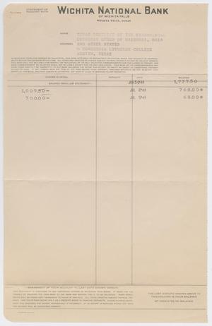 Primary view of object titled '[Concordia Lutheran College Bank Statement and Checks]'.