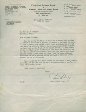 [Letter from Paul Schulz to F. H. Stelzer, June 15, 1946]