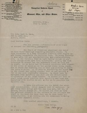 Primary view of object titled '[Letter from William Hagen to Karl Manz, July 4, 1926]'.