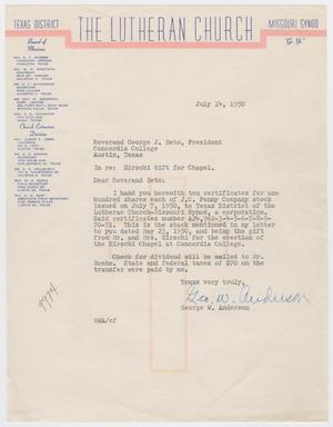 Primary view of object titled '[Letter from George Anderson to George Beto, July 14, 1950]'.