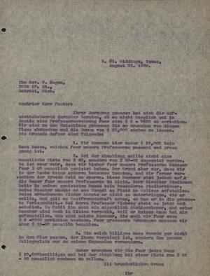 [Letter from Concordia College Board of Control to William Hagen, August 23, 1929]