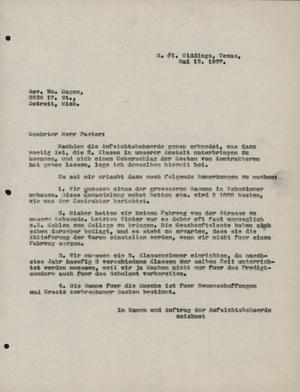 [Letter from Concordia College Board of Control to William Hagen, May 12, 1927]