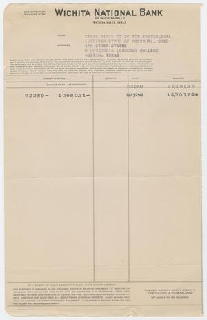 Primary view of object titled '[Concordia Lutheran College Bank Statement and Checks]'.