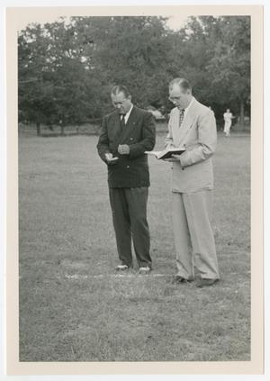 Primary view of object titled '[Rev. William Meyer and George Beto at Concordia Lutheran College]'.