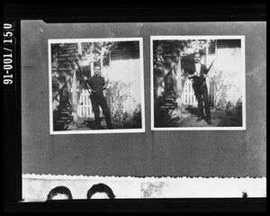 Enlarged Negative of 2 Poses with the Rifle in the Backyard