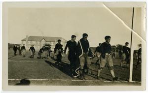 Primary view of object titled '1925 Schreiner Football Game, Men Walking Off the Field'.