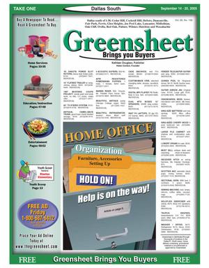 Primary view of object titled 'Greensheet (Dallas, Tex.), Vol. 29, No. 156, Ed. 1 Wednesday, September 14, 2005'.