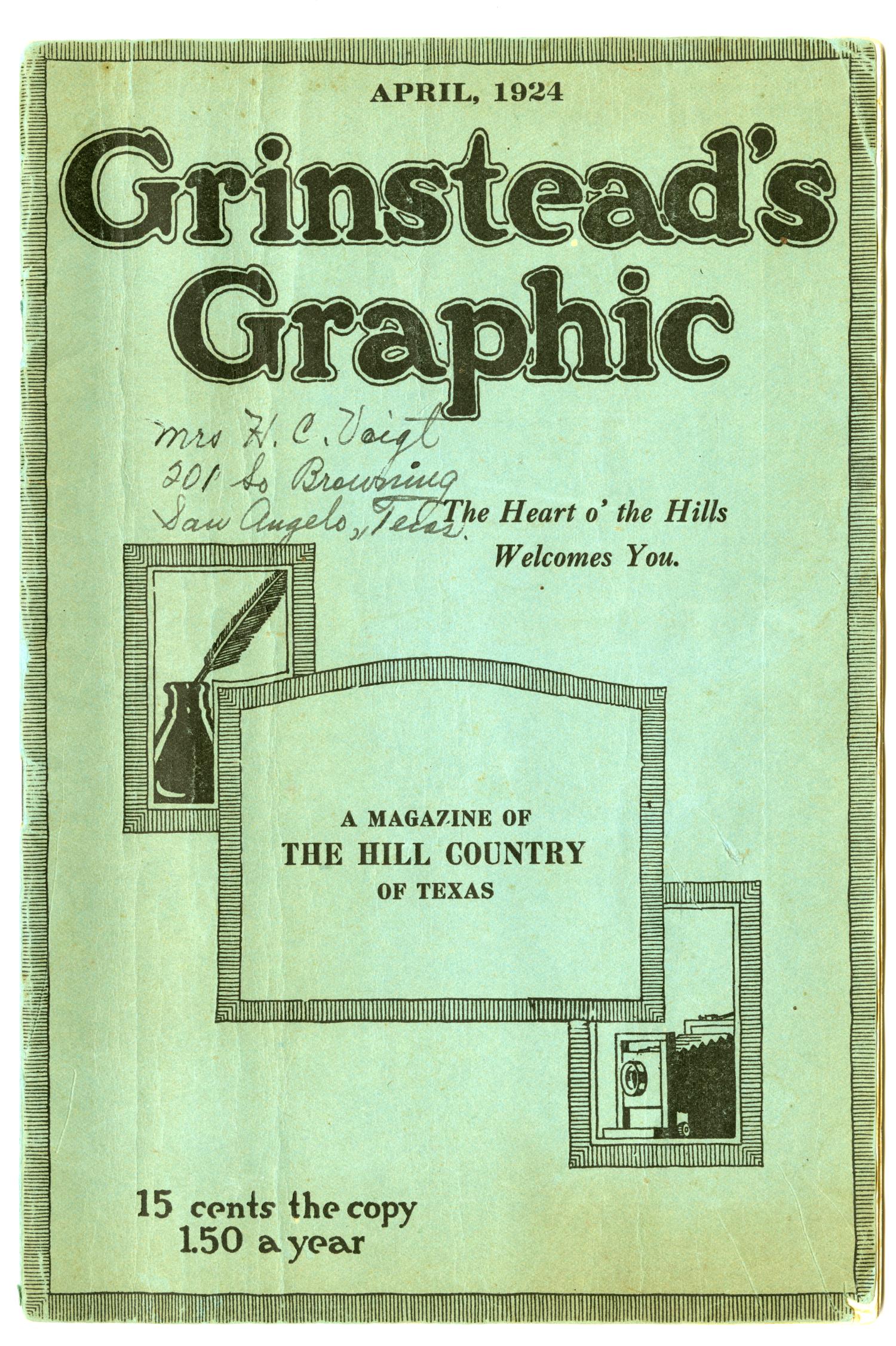 Grinstead's Graphic, Volume 4, Number 4, April 1924
                                                
                                                    Front Cover
                                                
