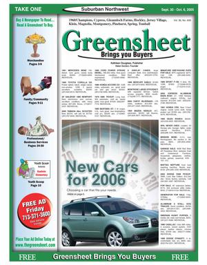 Primary view of object titled 'Greensheet (Houston, Tex.), Vol. 36, No. 408, Ed. 1 Friday, September 30, 2005'.