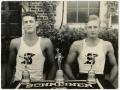 Photograph: 1937 Athletes James Hubble and Ellis McInnis, with Trophies