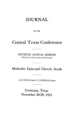 Journal of the Central Texas Conference, Fiftieth Annual Session (Which is the Sixth Session since division), Methodist Episcopal Church, South