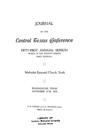 Journal of the Central Texas Conference, Fifty-First Annual Session (which is the seventh session since division), Methodist Episcopal Church, South
