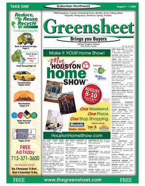 Greensheet (Houston, Tex.), Vol. 39, No. 312, Ed. 1 Friday, August 1, 2008