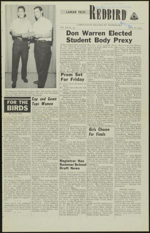 Lamar Tech Redbird (Beaumont, Tex.), Vol. 12, No. 24, Ed. 1 Friday, April 27, 1962