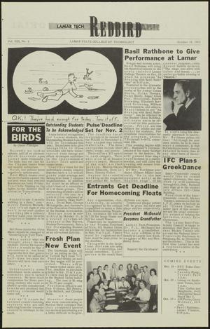 Lamar Tech Redbird (Beaumont, Tex.), Vol. 13, No. 4, Ed. 1 Friday, October 19, 1962