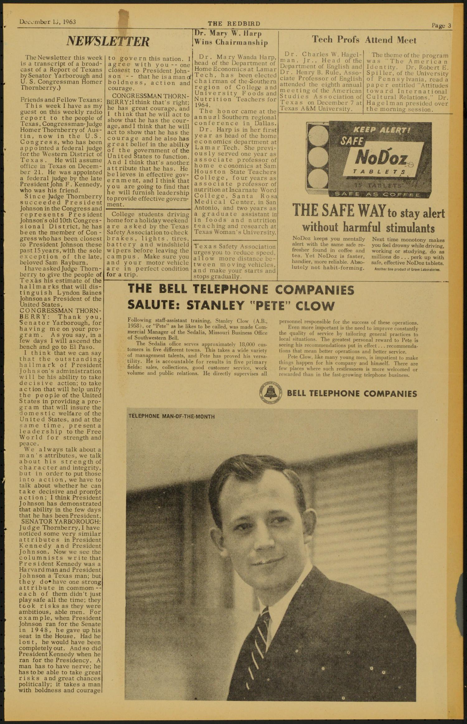 The Redbird (Beaumont, Tex.), Vol. 14, No. 11, Ed. 1 Friday, December 13, 1963
                                                
                                                    [Sequence #]: 3 of 6
                                                