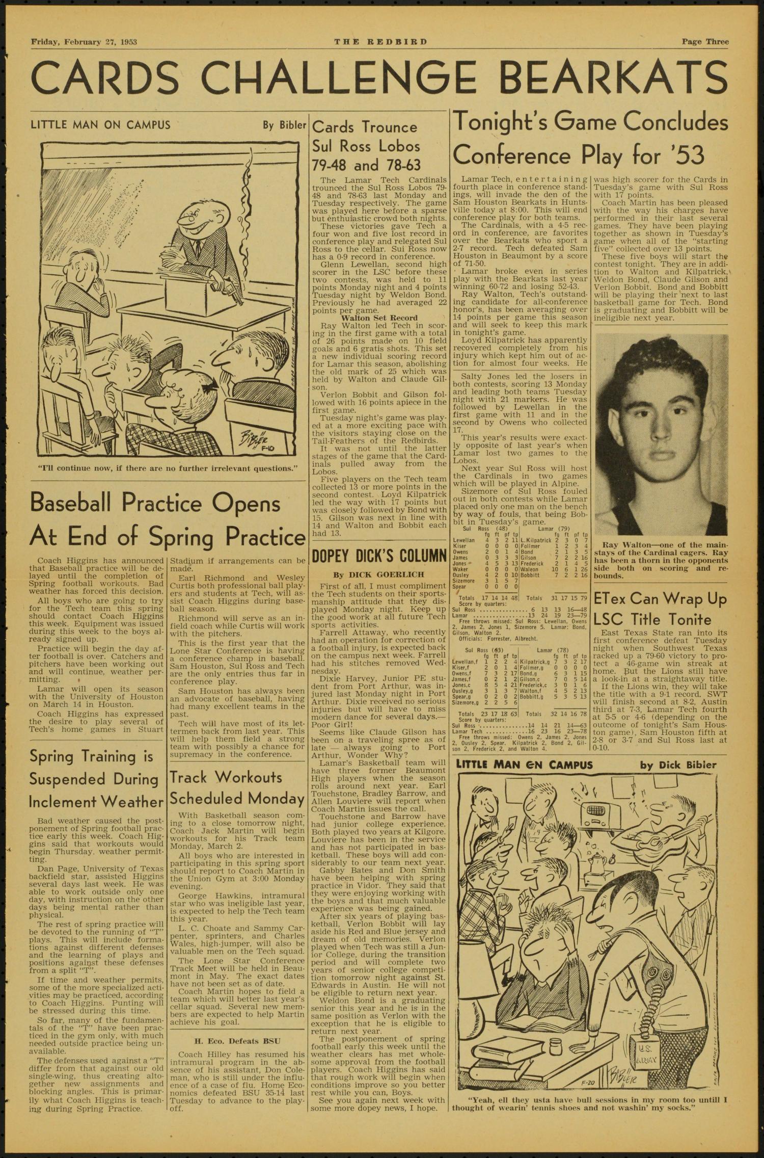 The Redbird (Beaumont, Tex.), Vol. 2, No. 18, Ed. 1 Friday, February 27, 1953
                                                
                                                    [Sequence #]: 3 of 4
                                                