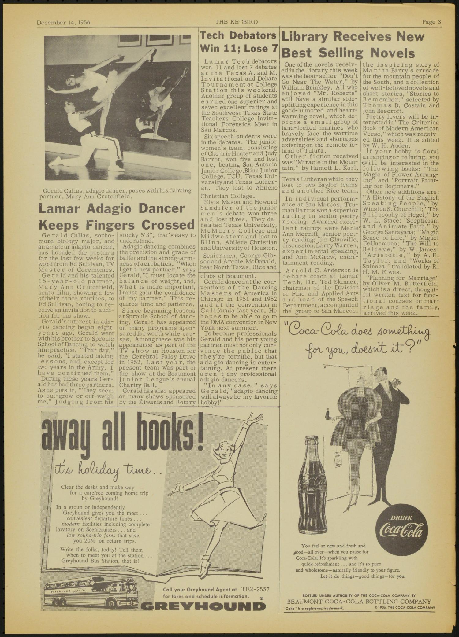 The Redbird (Beaumont, Tex.), Vol. 6, No. 12, Ed. 1 Friday, December 14, 1956
                                                
                                                    [Sequence #]: 3 of 6
                                                