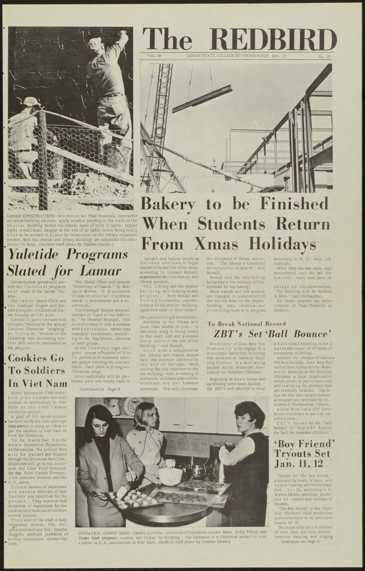 The Redbird (Beaumont, Tex.), Vol. 16, No. 12, Ed. 1 Friday, December 10, 1965
                                                
                                                    [Sequence #]: 1 of 6
                                                
