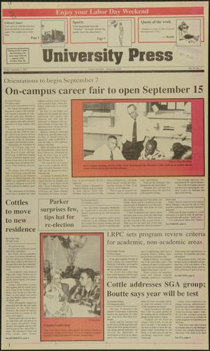 Primary view of object titled 'University Press (Beaumont, Tex.), Vol. 70, No. 3, Ed. 1 Friday, September 3, 1993'.