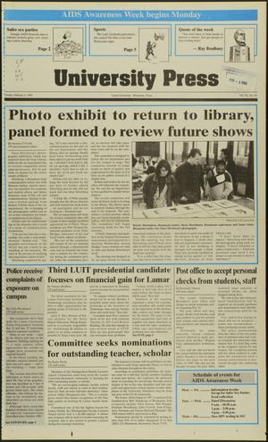 Primary view of object titled 'University Press (Beaumont, Tex.), Vol. 70, No. 30, Ed. 1 Friday, February 4, 1994'.