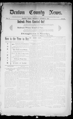 Primary view of object titled 'Denton County News. (Denton, Tex.), Vol. 3, No. 23, Ed. 1 Thursday, October 4, 1894'.