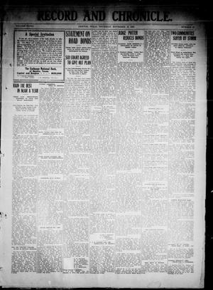 Record and Chronicle. (Denton, Tex.), Vol. 28, No. 15, Ed. 1 Thursday, November 18, 1909