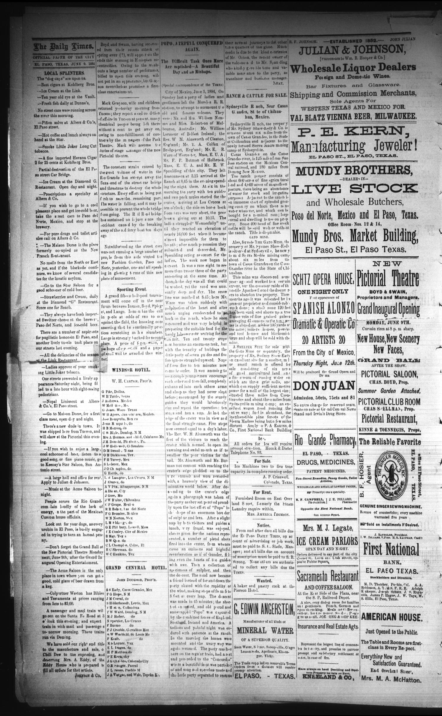 The El Paso Daily Times. (El Paso, Tex.), Vol. 3, No. 8, Ed. 1 Monday, June 9, 1884
                                                
                                                    [Sequence #]: 4 of 4
                                                