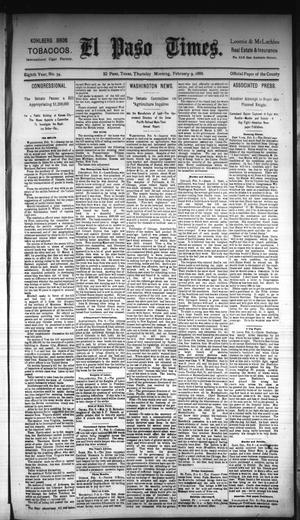 Primary view of object titled 'El Paso Times. (El Paso, Tex.), Vol. Eighth Year, No. 34, Ed. 1 Thursday, February 9, 1888'.