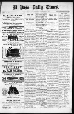El Paso Daily Times. (El Paso, Tex.), Vol. 5, No. 120, Ed. 1 Sunday, September 6, 1885