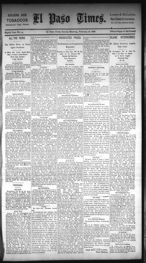 Primary view of object titled 'El Paso Times. (El Paso, Tex.), Vol. Eighth Year, No. 49, Ed. 1 Sunday, February 26, 1888'.