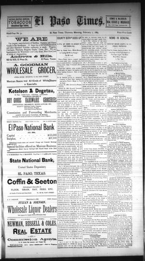 El Paso Times. (El Paso, Tex.), Vol. NINTH YEAR, No. 32, Ed. 1 Thursday, February 7, 1889