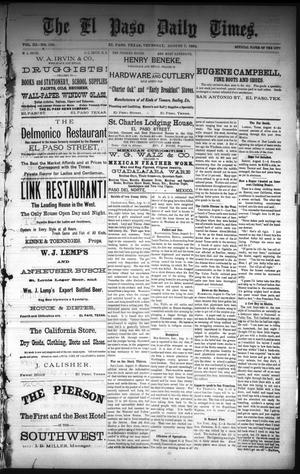 The El Paso Daily Times. (El Paso, Tex.), Vol. 3, No. 129, Ed. 1 Thursday, August 7, 1884