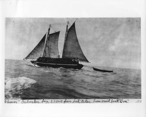 Primary view of object titled '[Photograph of a "Schooner" in the Galveston Bay]'.