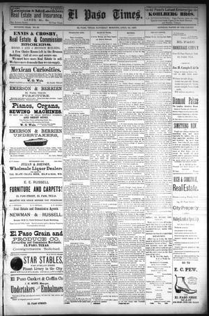 Primary view of object titled 'El Paso Times. (El Paso, Tex.), Vol. Seventh Year, No. 93, Ed. 1 Saturday, April 23, 1887'.