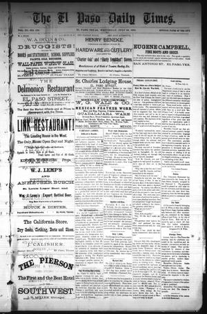 The El Paso Daily Times. (El Paso, Tex.), Vol. 3, No. 109, Ed. 1 Wednesday, July 16, 1884