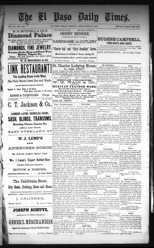 The El Paso Daily Times. (El Paso, Tex.), Vol. 3, No. 175, Ed. 1 Monday, September 29, 1884