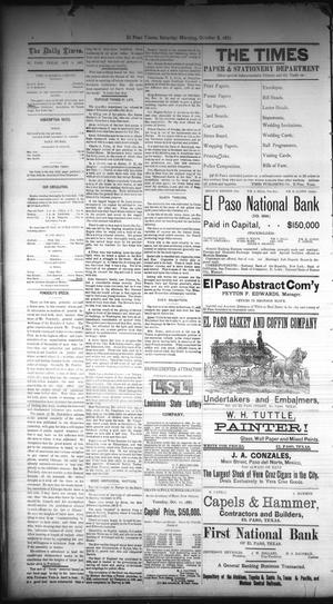 Primary view of object titled 'El Paso Times. (El Paso, Tex.), Vol. Seventh Year, No. 236, Ed. 1 Saturday, October 8, 1887'.