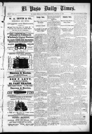 El Paso Daily Times. (El Paso, Tex.), Vol. 5, No. 113, Ed. 1 Saturday, August 29, 1885