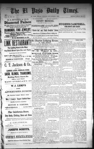 The El Paso Daily Times. (El Paso, Tex.), Vol. 3, No. 158, Ed. 1 Tuesday, September 9, 1884