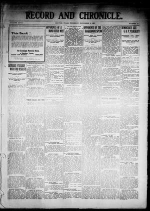 Record and Chronicle. (Denton, Tex.), Vol. 28, No. 13, Ed. 1 Thursday, November 4, 1909