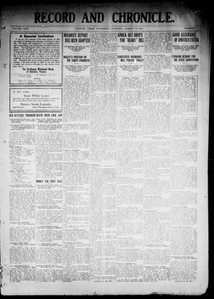 Record and Chronicle. (Denton, Tex.), Vol. 29, No. 2, Ed. 1 Thursday, August 18, 1910