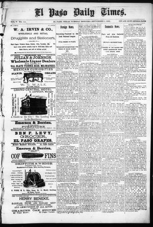 El Paso Daily Times. (El Paso, Tex.), Vol. 5, No. 115, Ed. 1 Tuesday, September 1, 1885