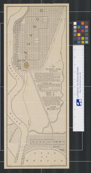 Primary view of object titled 'Map of Velasco, Texas, and Environs'.