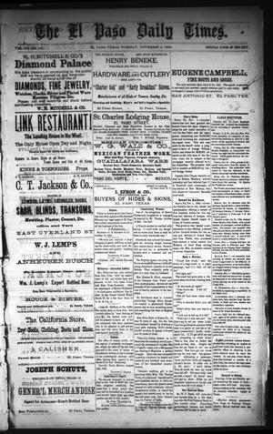The El Paso Daily Times. (El Paso, Tex.), Vol. 3, No. 207, Ed. 1 Tuesday, November 4, 1884