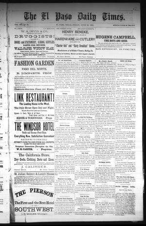 The El Paso Daily Times. (El Paso, Tex.), Vol. 3, No. 91, Ed. 1 Friday, June 20, 1884