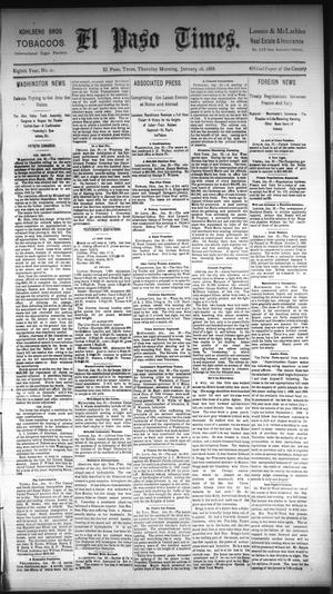 Primary view of object titled 'El Paso Times. (El Paso, Tex.), Vol. Eighth Year, No. 21, Ed. 1 Thursday, January 26, 1888'.